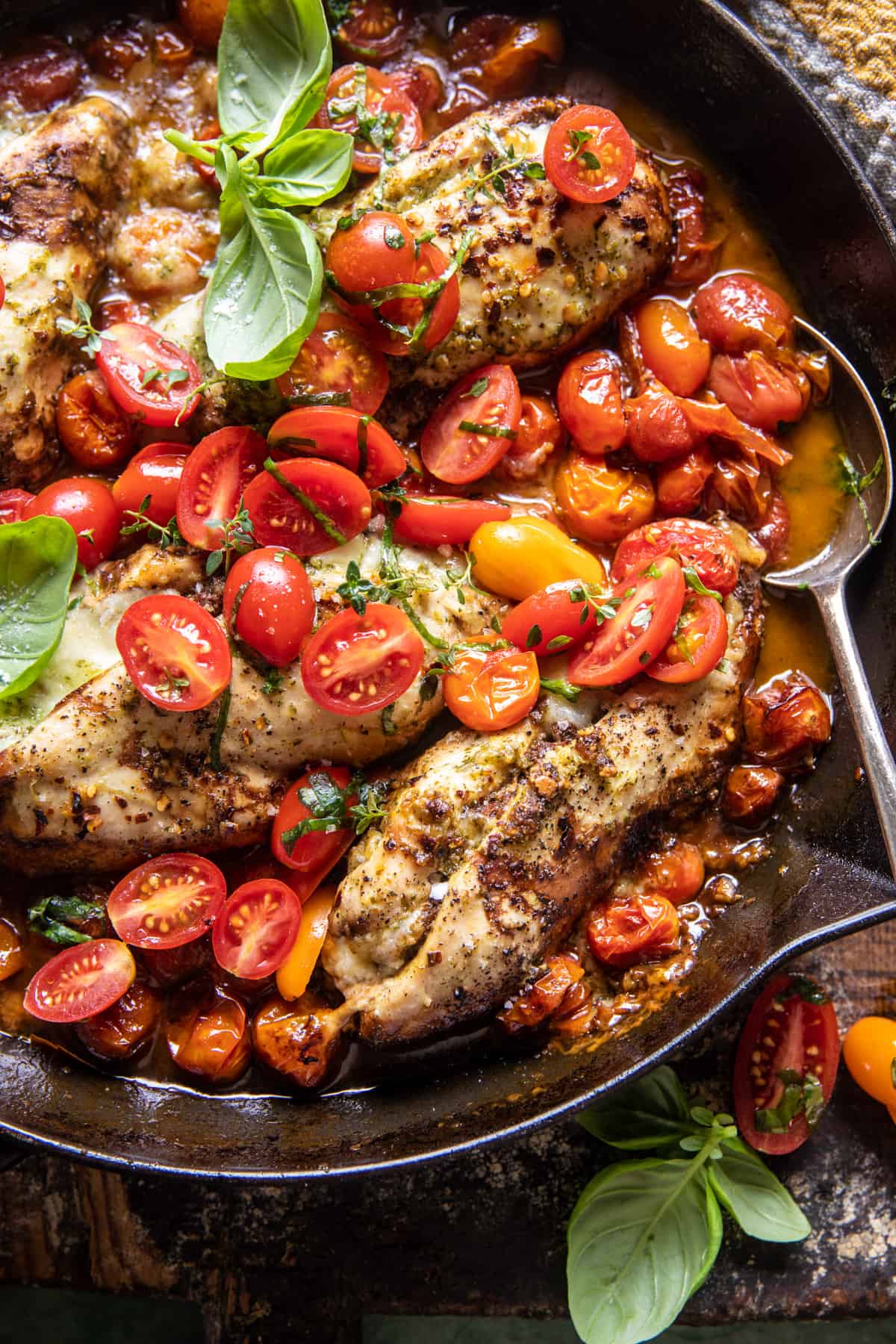 Chicken breast with cheese and tomatoes